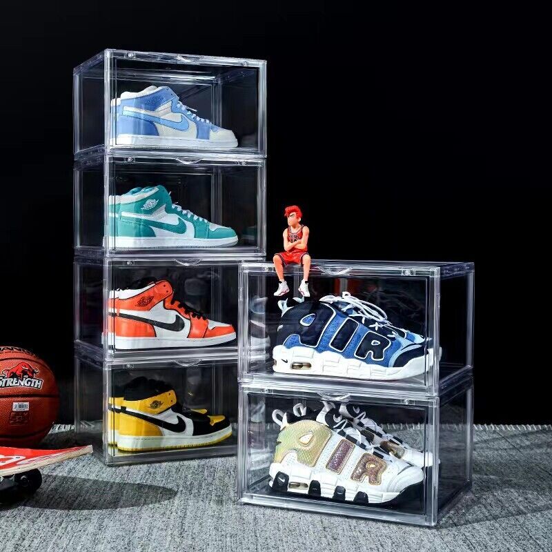 Magnetic Shoe Storage Box Drop Side/Front Sneaker Case Stackable Container XL gallery