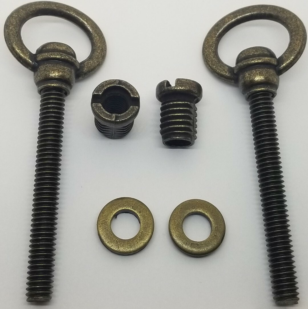 SMALL Antique Brass Steel Cheval Mirror Mount Set vintage retro old kit screws gallery