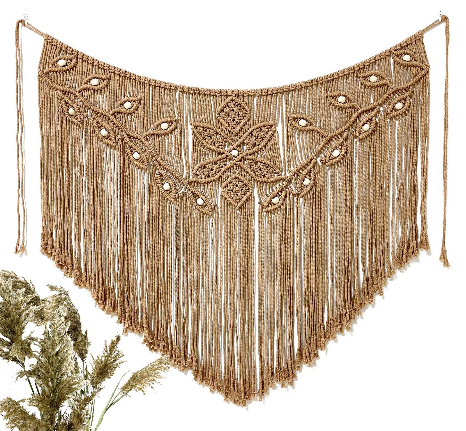 Home Decor Leaf Shape Macrame Wall Hanging Woven Tapestry Bedroom Curtain Fri... gallery