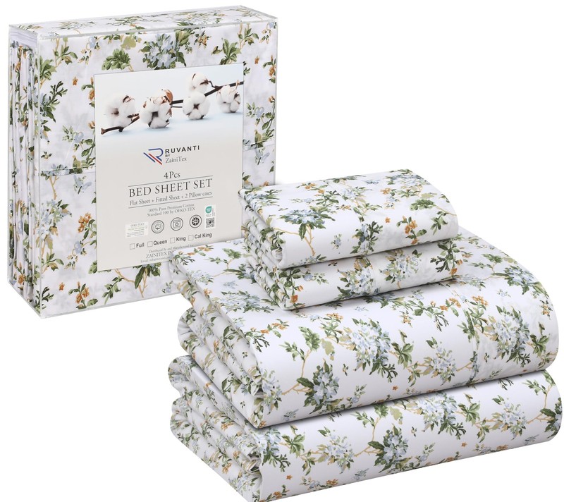 100% Cotton Percale Sheets King Size Crisp Cooling Bed Sheets for Hot Sleepers gallery