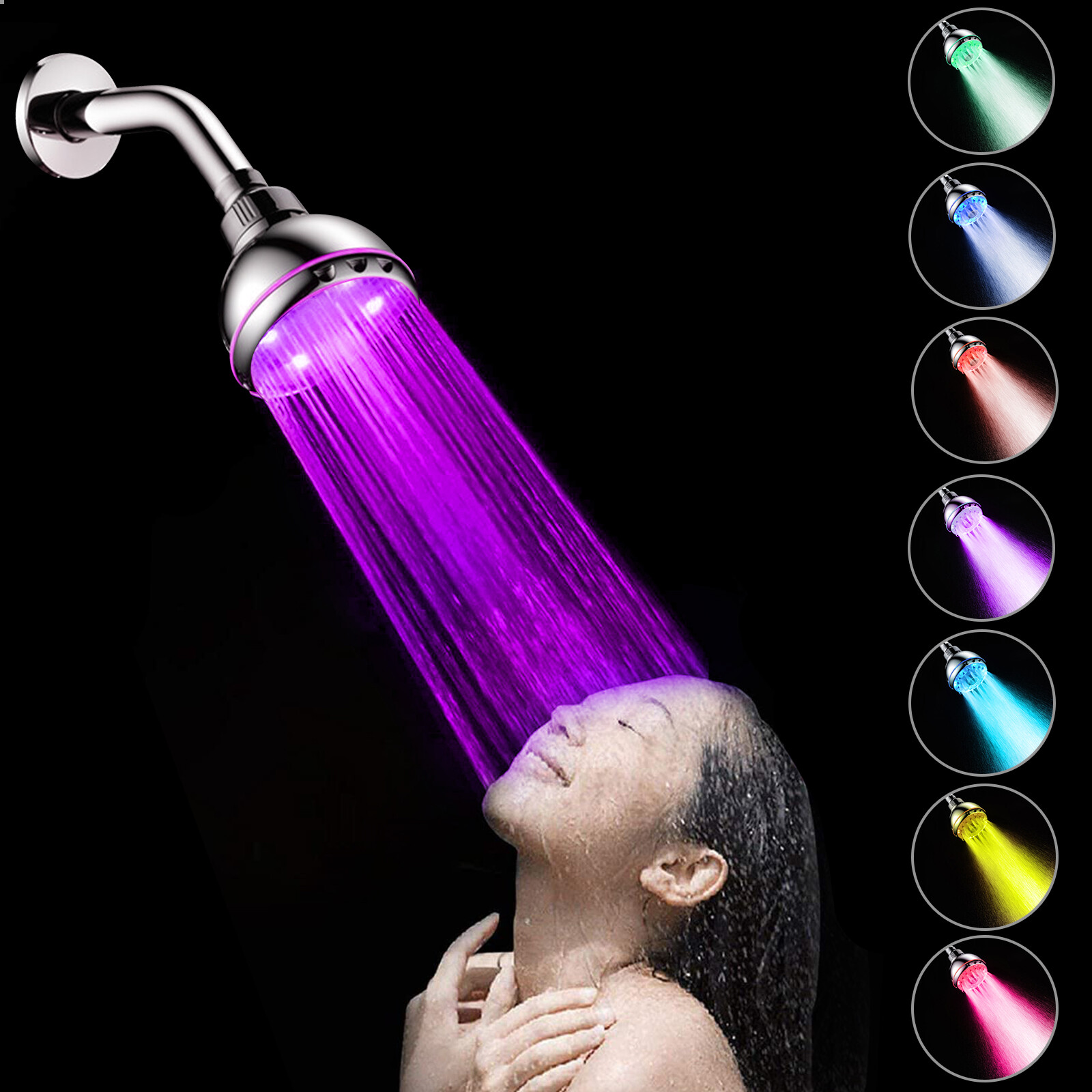 7 Colors Changing LED Shower Head with RGB Light Automatically Sprayer Bathroom gallery