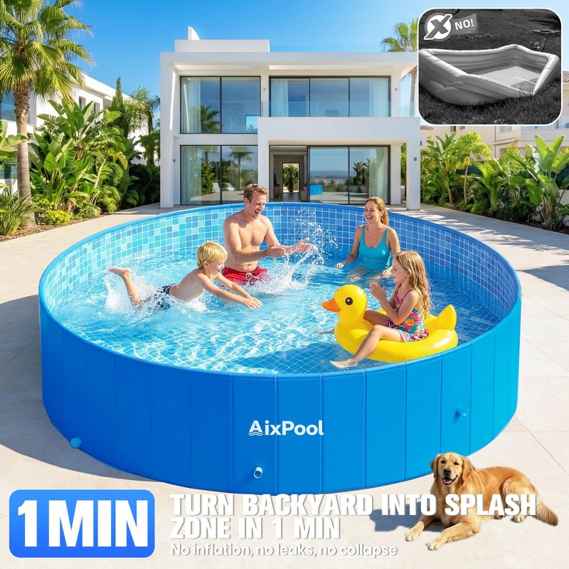 AixPool 2026 Large Foldable Pool,Non-Inflatable Pool for Adult,Foldable Swimming gallery