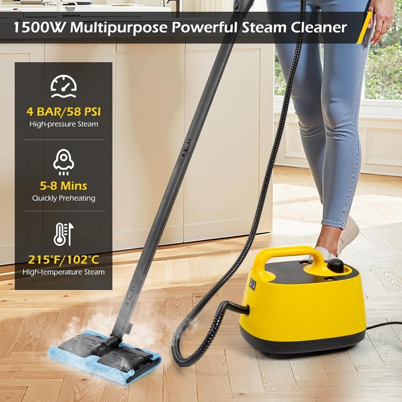 High-Pressure 1500W Handheld Steam Cleaner with 360 Wheels for Effortless Use gallery