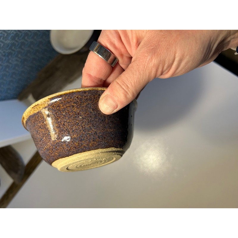 Studio Pottery Handcrafted Speckled Glaze Bowls Set of 2 Signed Artisan Brown gallery