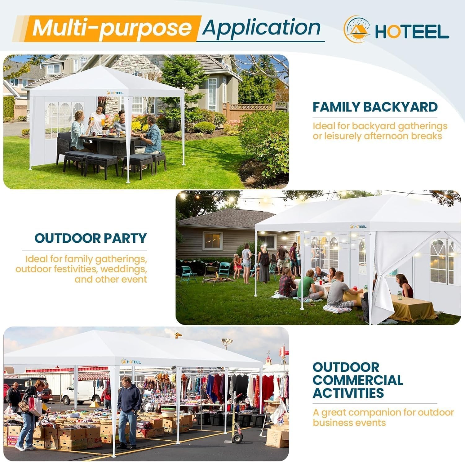 10x20FT Party Tent Outdoor Large Backyard Canopy with 6 Removable Sidewalls, ... gallery