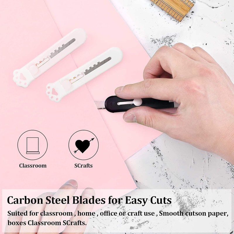 6 Pcs Cute Retractable Box Cutter Knives – Cartoon Cat Paw Utility Razor Knife f gallery