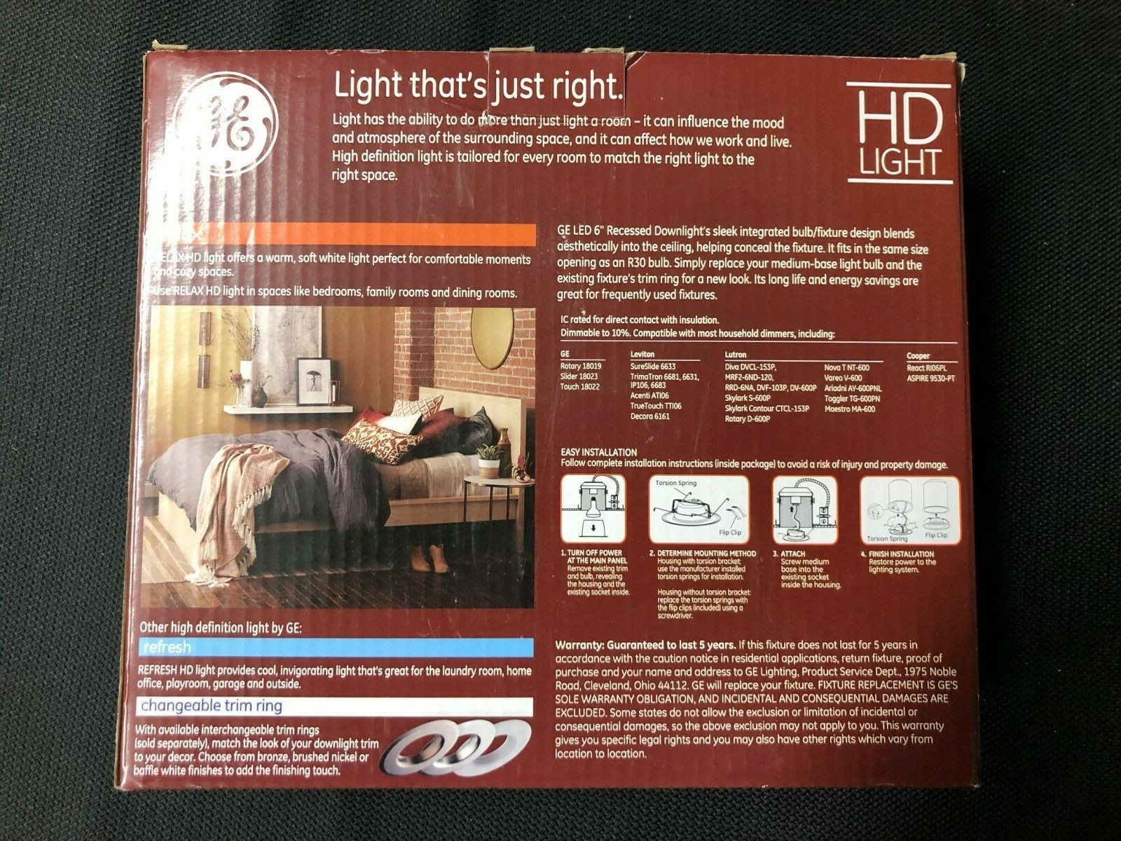 47678 GE Relax Integrated LED 5in or 6in 65Watt Equivalent White Round Downlight gallery