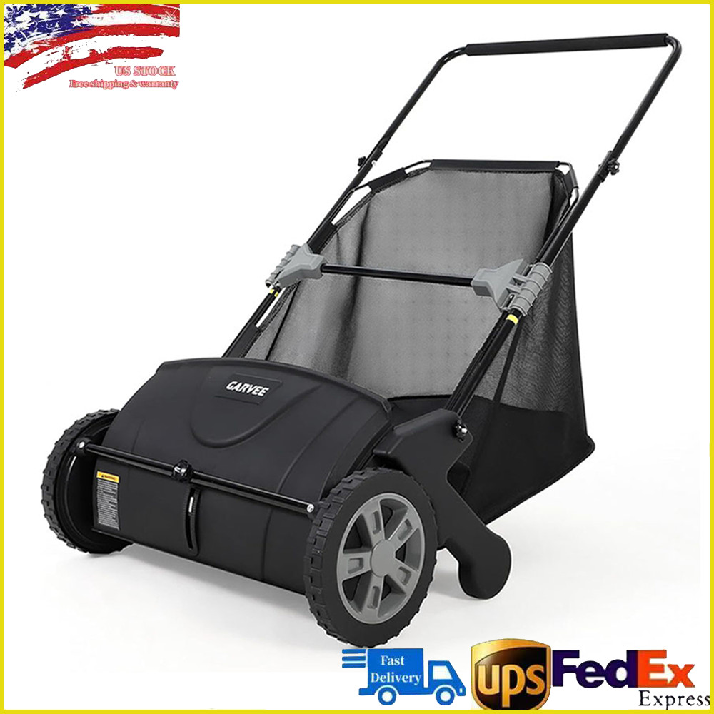 21" Manual Push Lawn Sweeper 3.5 Cu. Ft. Hopper Capacity Leaf & Grass Collector gallery