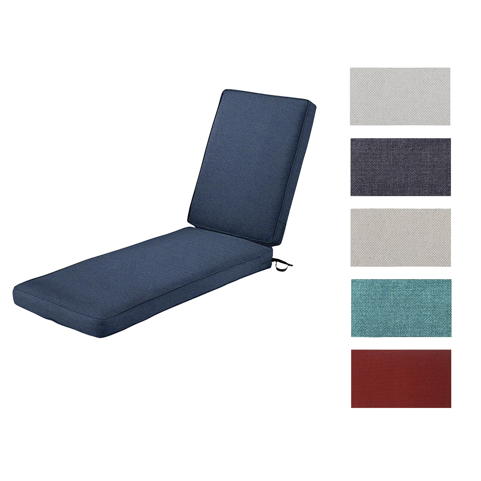 72"/80" Soft Sponge Chaise Lounge Chair Cushion w/Waterproof and Washable Cover gallery