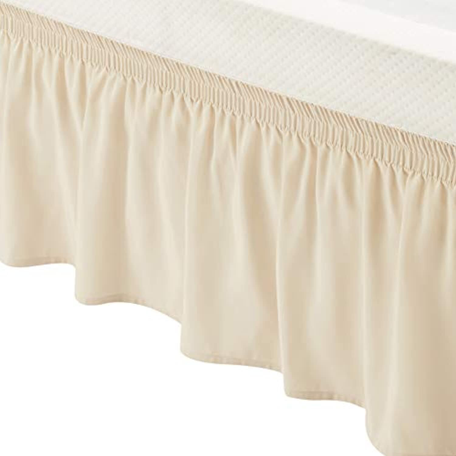 Ruffled Bed Skirt, Three Sided Wrap,Easy Fit Elastic,16" Drop- Twin/TwinXL,Beige gallery