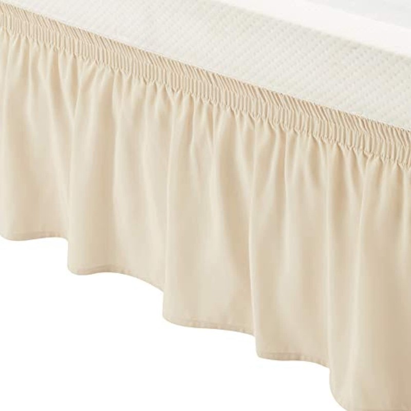 Ruffled Bed Skirt, Three Sided Wrap,Easy Fit Elastic,16" Drop- Twin/TwinXL,Beige gallery