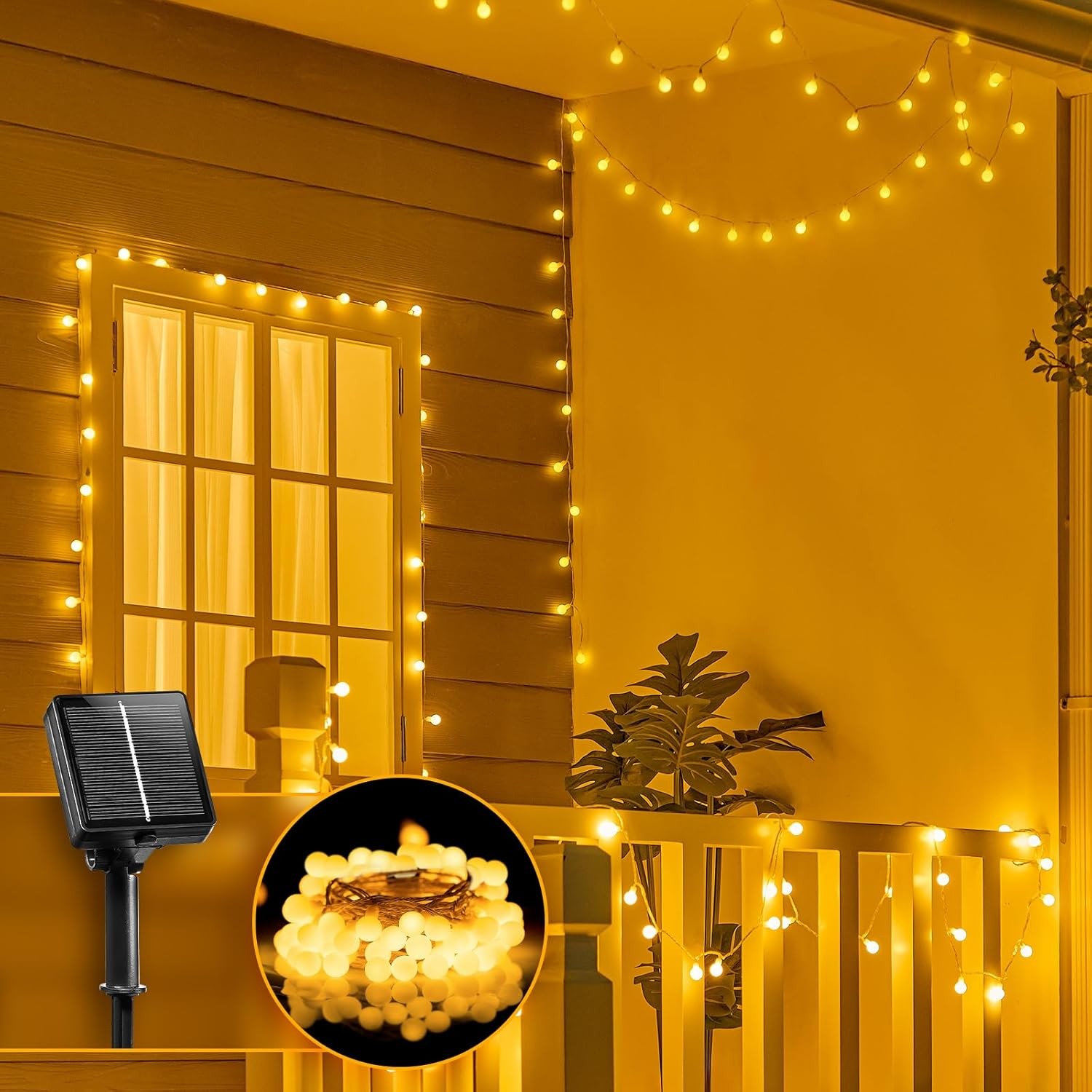 Brightown 19.6ft 60 LED Solar String Lights Outdoor Waterproof 8 Modes Patio gallery