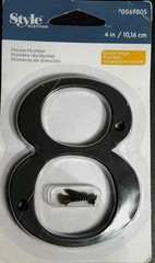 Style Selections House Number One (1) Black – 4 in / 10,16 cm – Item #0069805