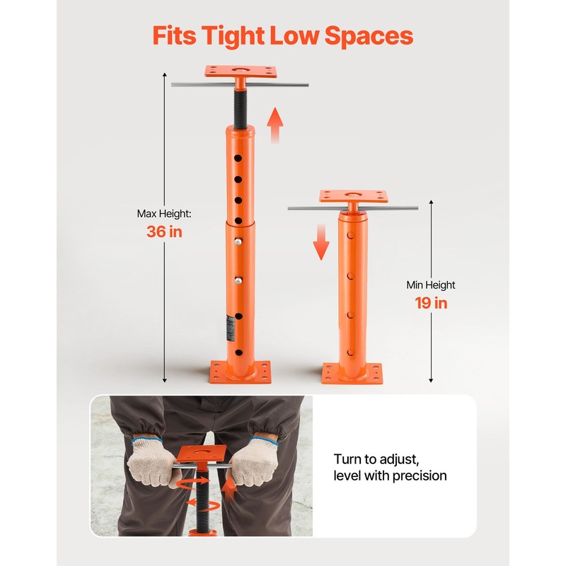 Uimoso Adjustable Floor Jack Posts for Leveling, 2PCS 19-36 Inch gallery