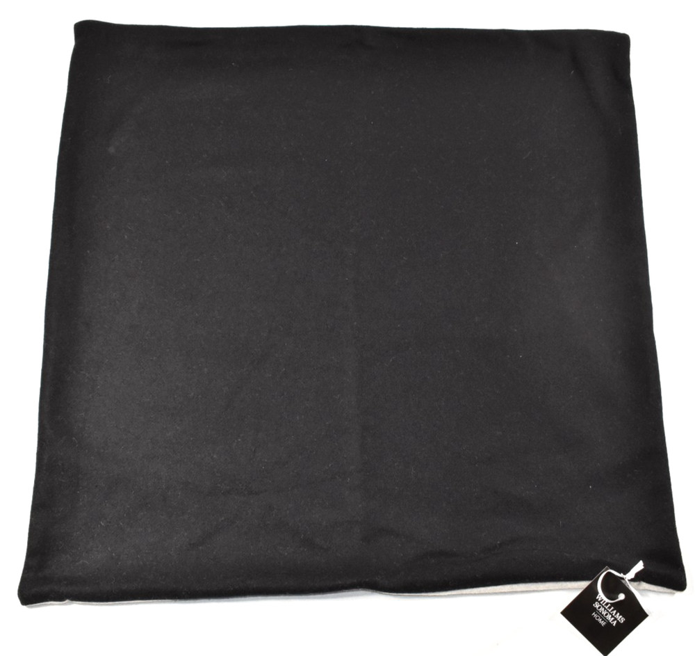 Williams Sonoma Reversible Double Solid Cashmere Pillow Cover Black 22x22 NEW