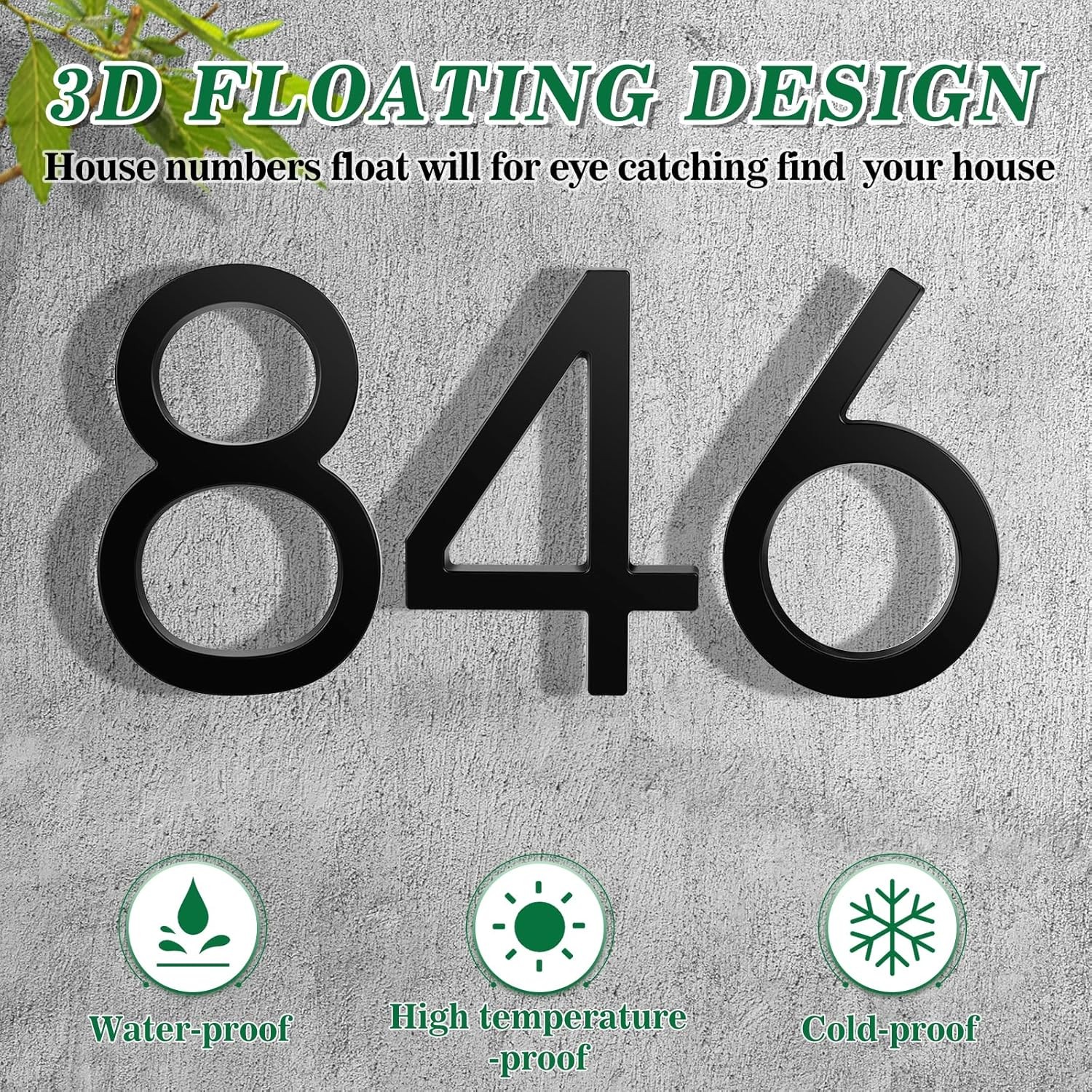 Floating House Numbers Metal Modern Aluminum Address Signs Anti-Rust Plate (73 gallery