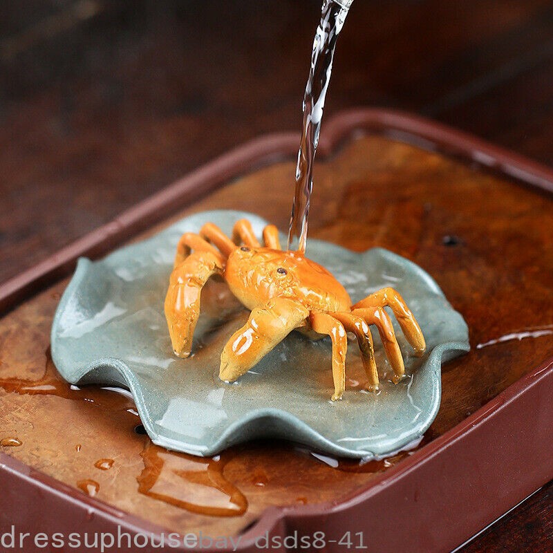 Creative Zisha Tea Pet Color Change Crab On Lotus Yixing Purple Clay Tea Play gallery
