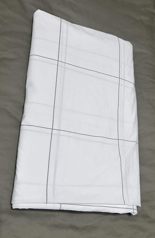 Brooklinen Queen Flat Sheet White with Gray Windowpane Cotton gallery