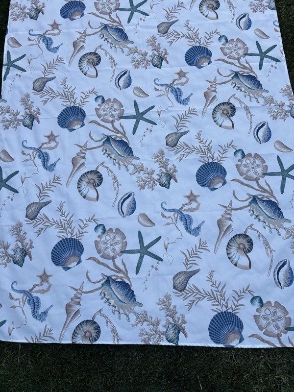 Ocean Tablecloth Shell Starfish Rectangle 82x58” Seahorse Off White Blue Beige gallery