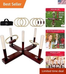 Games – Rustic Ring Toss Game All Weather – Easy Setup & Extra Games Included…