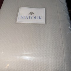 Matouk King Coverlet Elliot Diamond Pique Silver Cotton Polyester New USA