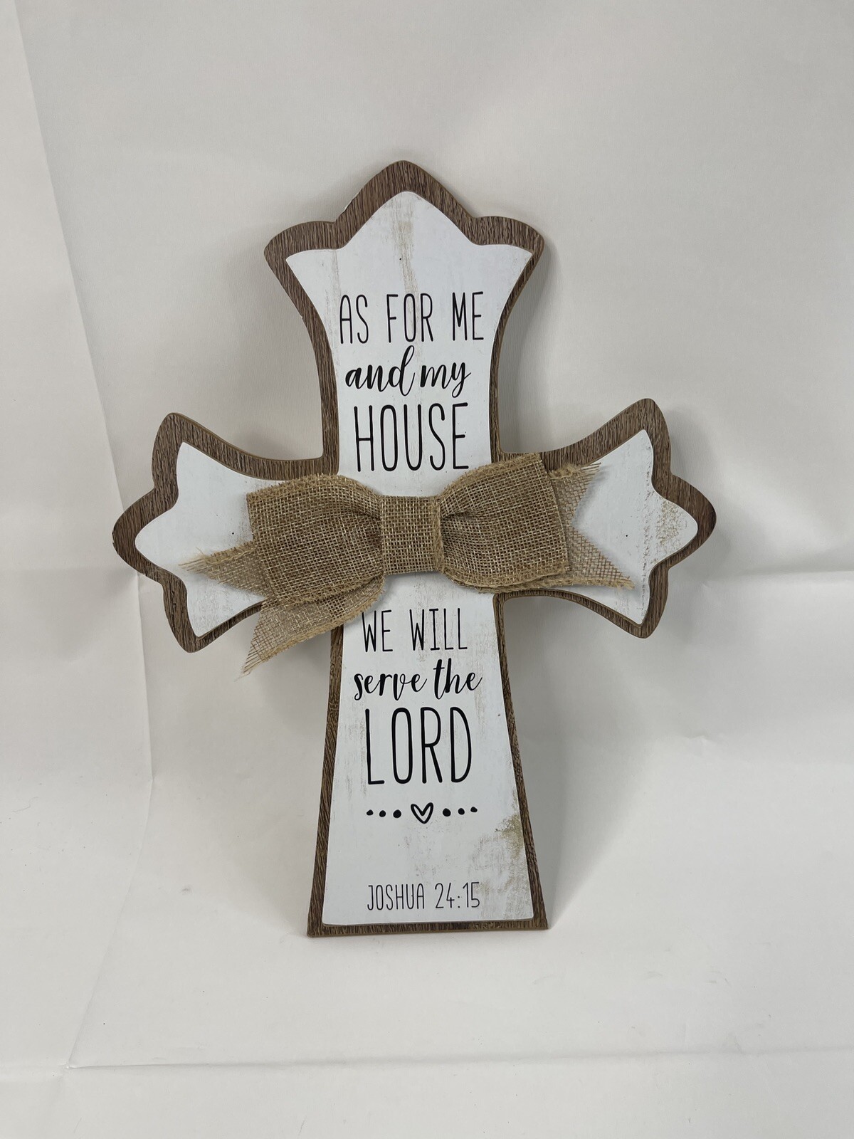 White Tan Rustic Cross As For Me And My House We Will Serve The Lord- 12” Jesus gallery