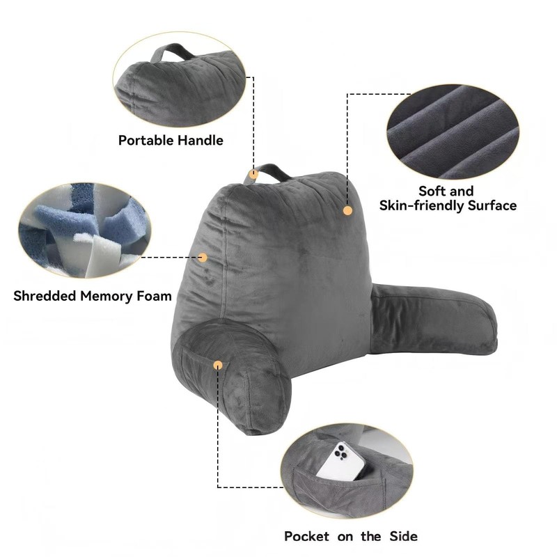 Reading Pillows for Bed Sitting Up Set of 2, Adults and Teens Backrest with A... gallery