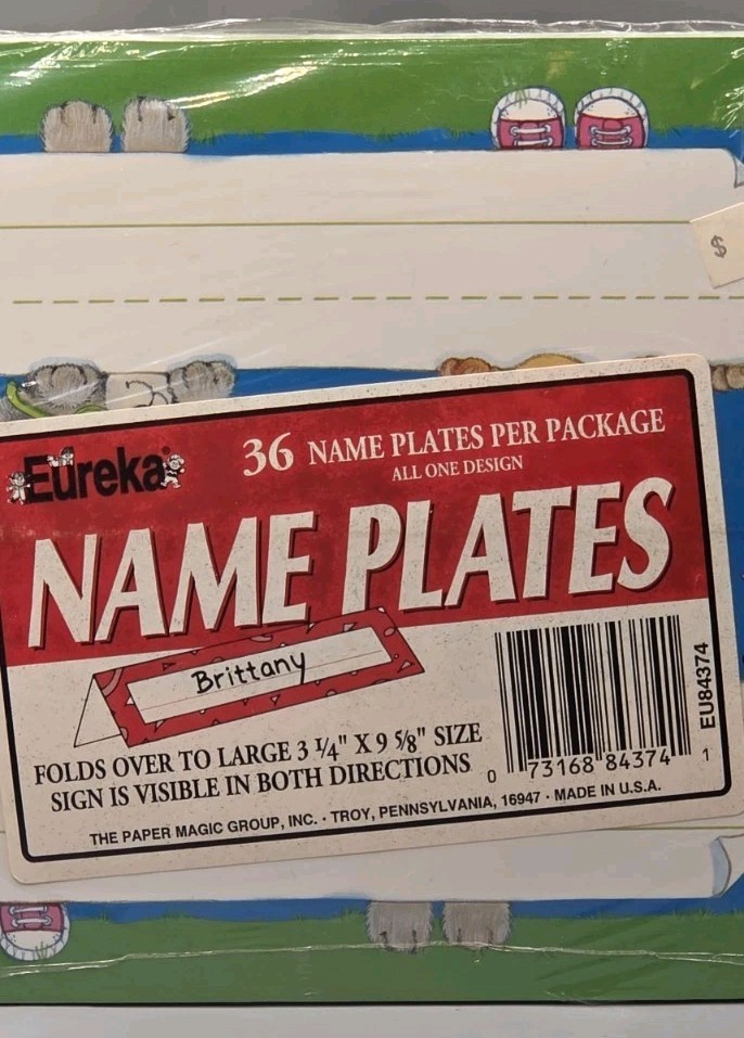 Eureka Teddy Bear Double Sided Classroom Name Plates 36 Count Sealed Vintage gallery