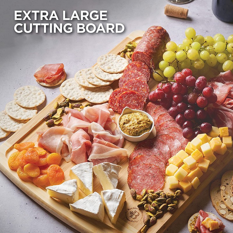 Large Bamboo Kitchen Cutting Board - Wood Chopping Board / Butcher Block, 18x 12 gallery