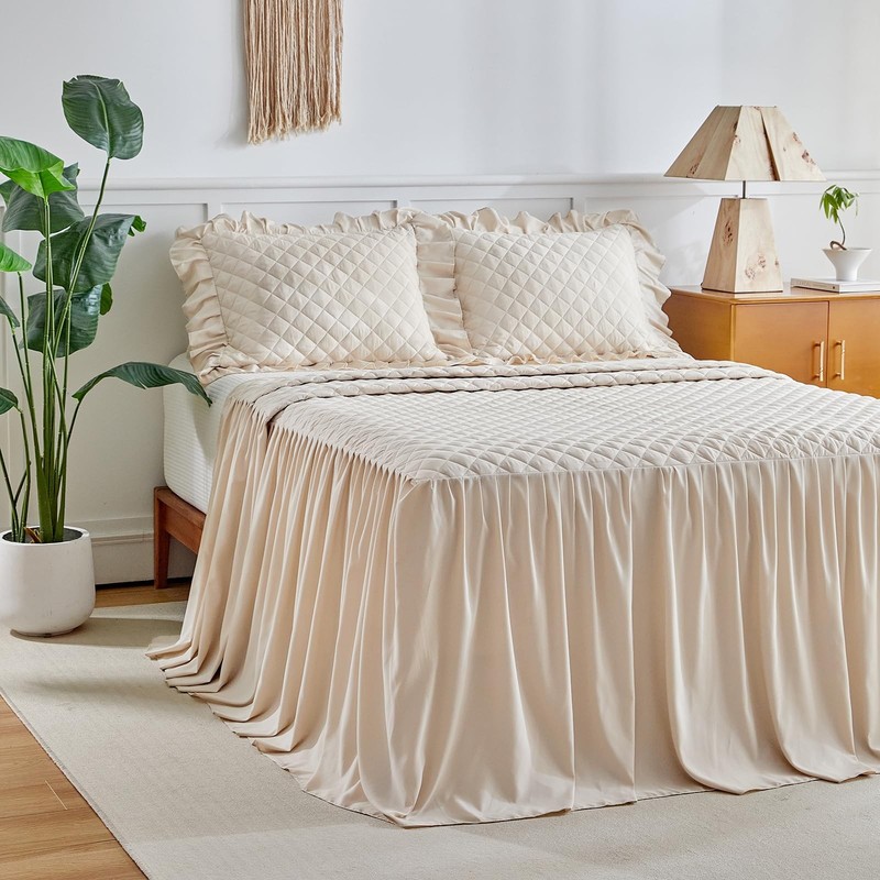 Uozzi Bedding Ruffle Skirt Bedspread Set - 30 - White Chic Ruffled gallery