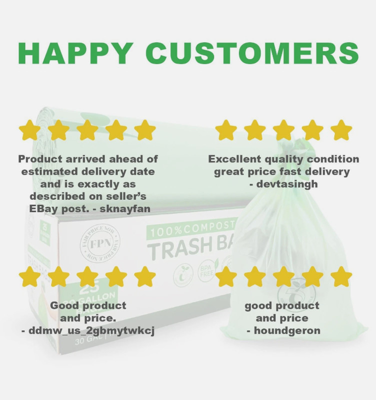 Trash Bags with Drawstring 100% Compostable Durable Garbage Bags 3,8,13 & 30 Gal gallery