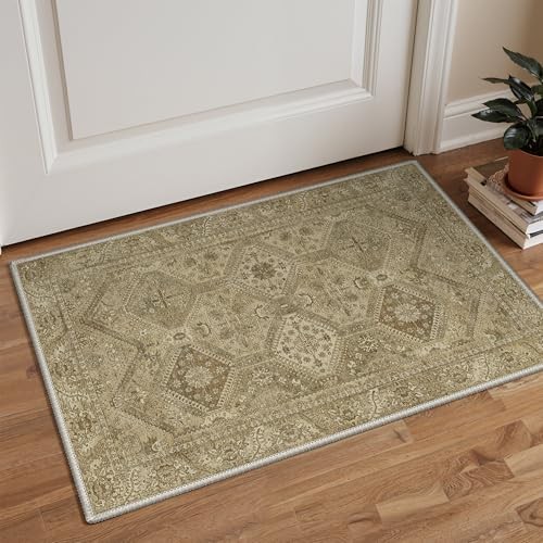 Area Rug 2x3 Doormat, Machine Washable Low 2' x 3' (Rectangular) Brown Tan gallery