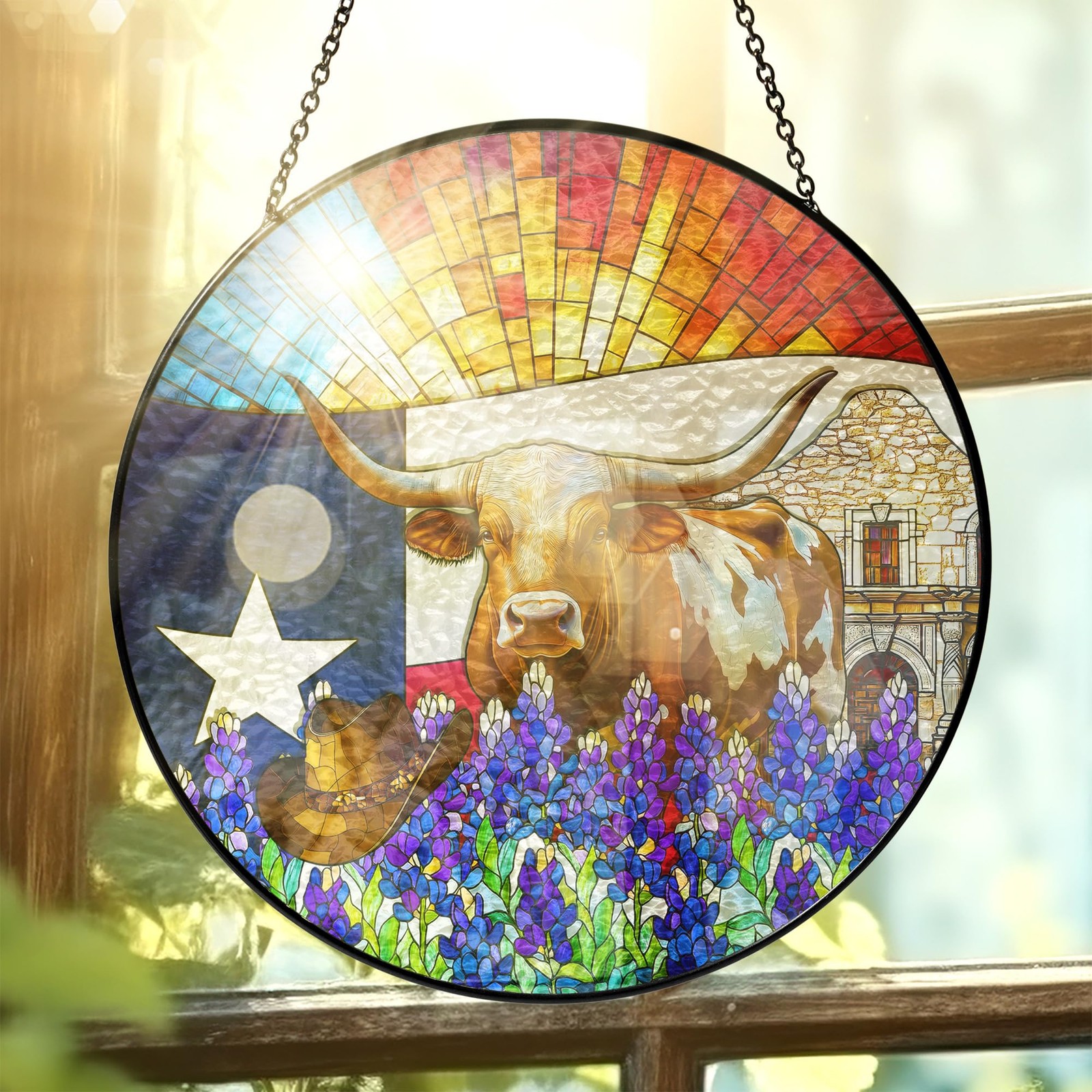 Texas Gifts for Men - Stained Glass Window Hanging 10 in - Sun Catchers Indoo... gallery