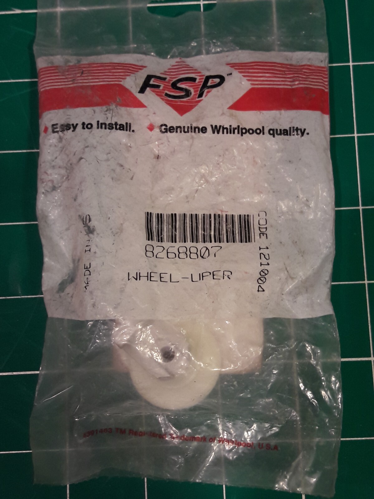 FACTORY PART - FACTORY BAG WHEEL UPPER Whirlpool DISHWASHER WP8268807 - 8268807 gallery