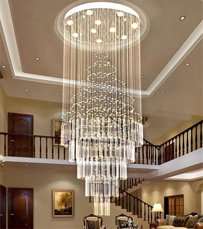 Luxury Ceiling Light Chandelier Crystal Rain Drop Spiral Pendant Lamp Lighting gallery