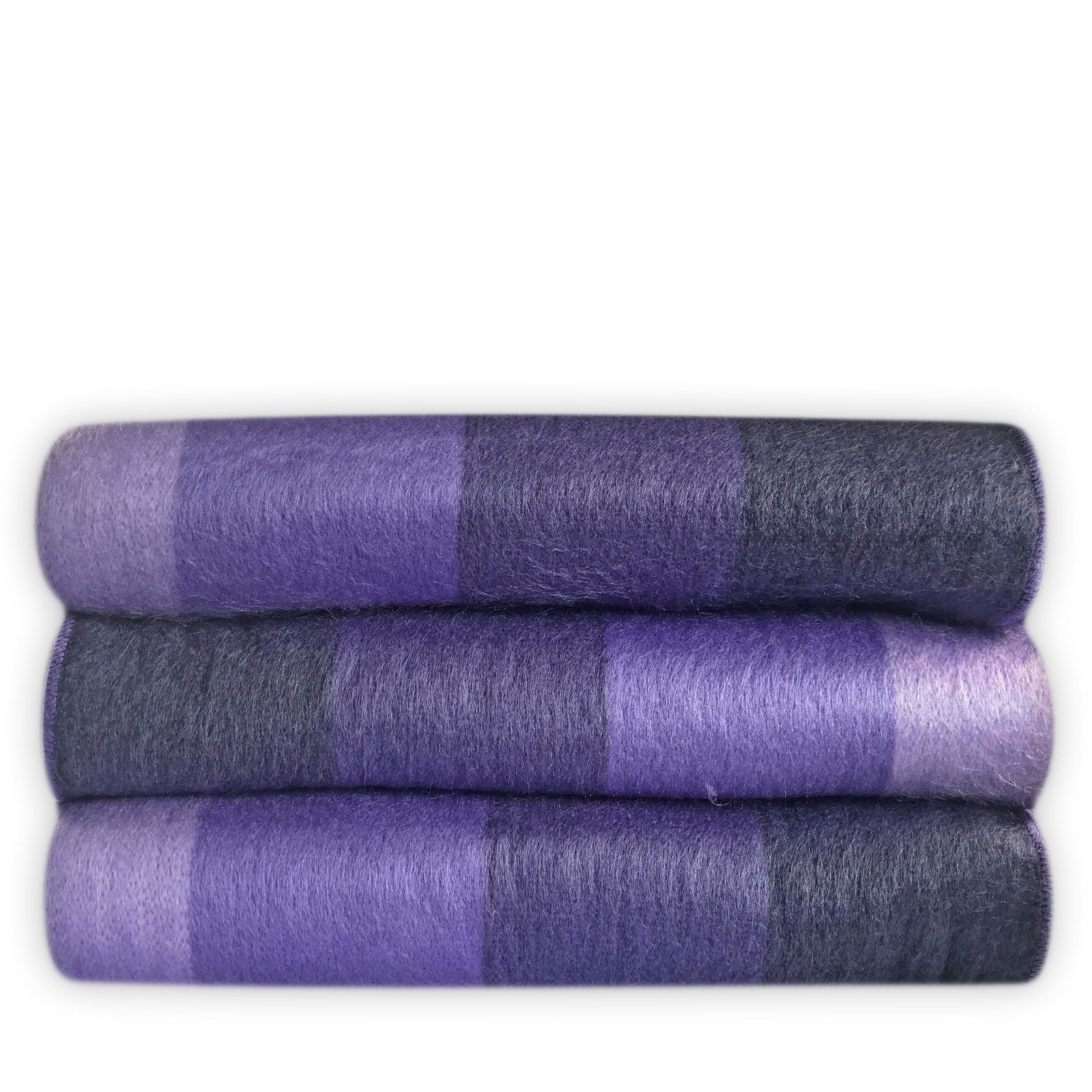 SOFT & WARM PURPLE VIOLET STRIPED ALPACA LLAMA WOOL BLANKET PLAID 90"x65" QUEEN gallery