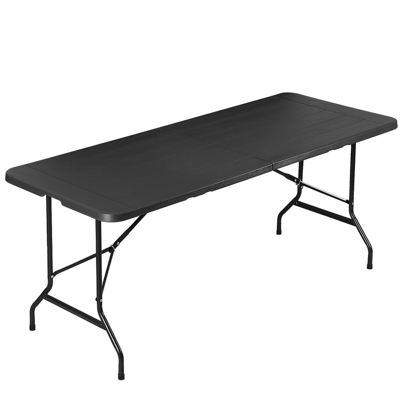Rectangular Plastic 6 Ft Folding Table Dining Picnic Camp W/Handle 220lbs Black gallery