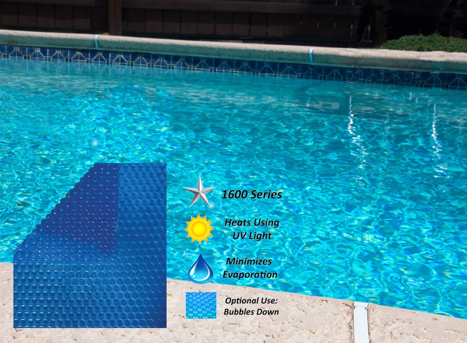 1600 Series Swimming Pool Blue Solar Heating Blanket Cover - (Choose Pool Size) gallery