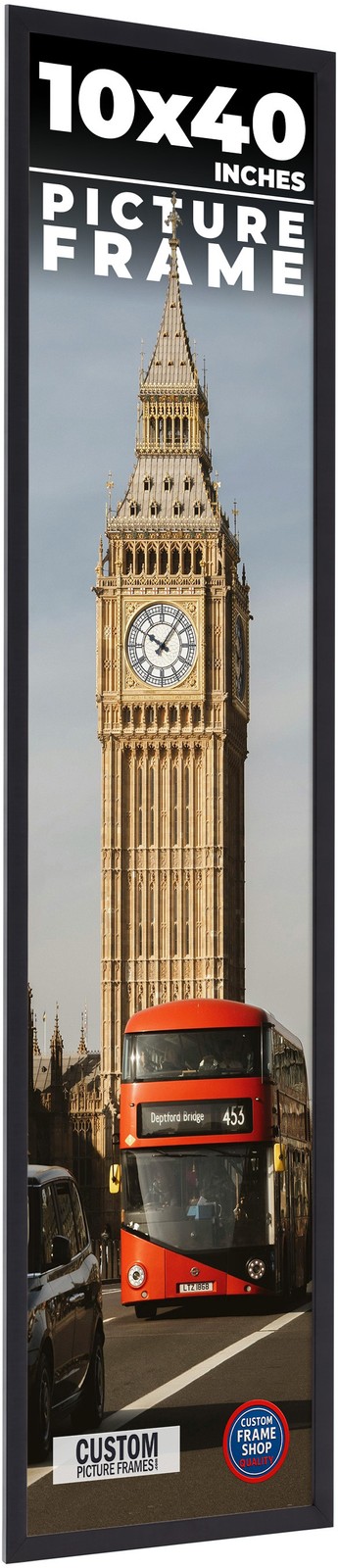 10x40 Frame Black Real Wood Picture Frame Width 0.75 inches | Interior Frame Dep gallery
