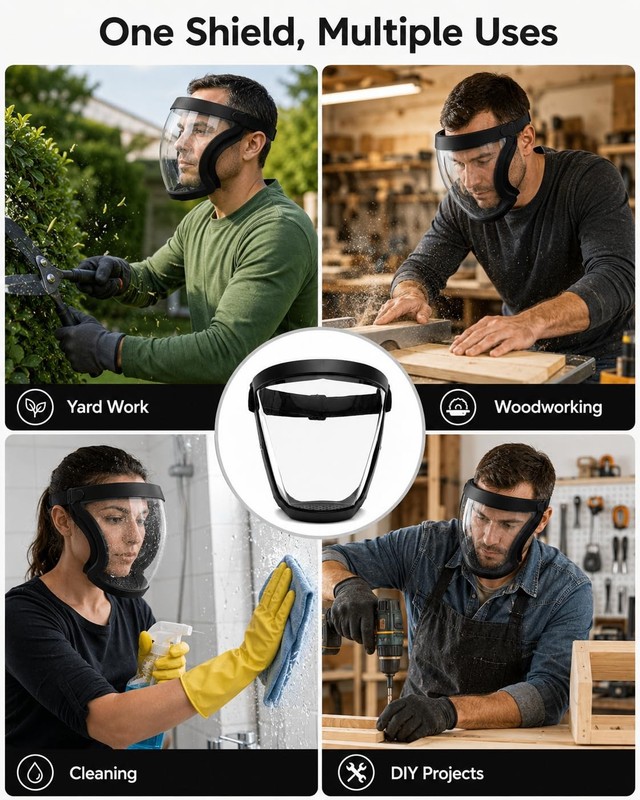 BFhongly Plastic Face Shield (2 Pack) Full Safety 1 Count (Pack of 2), Clear gallery