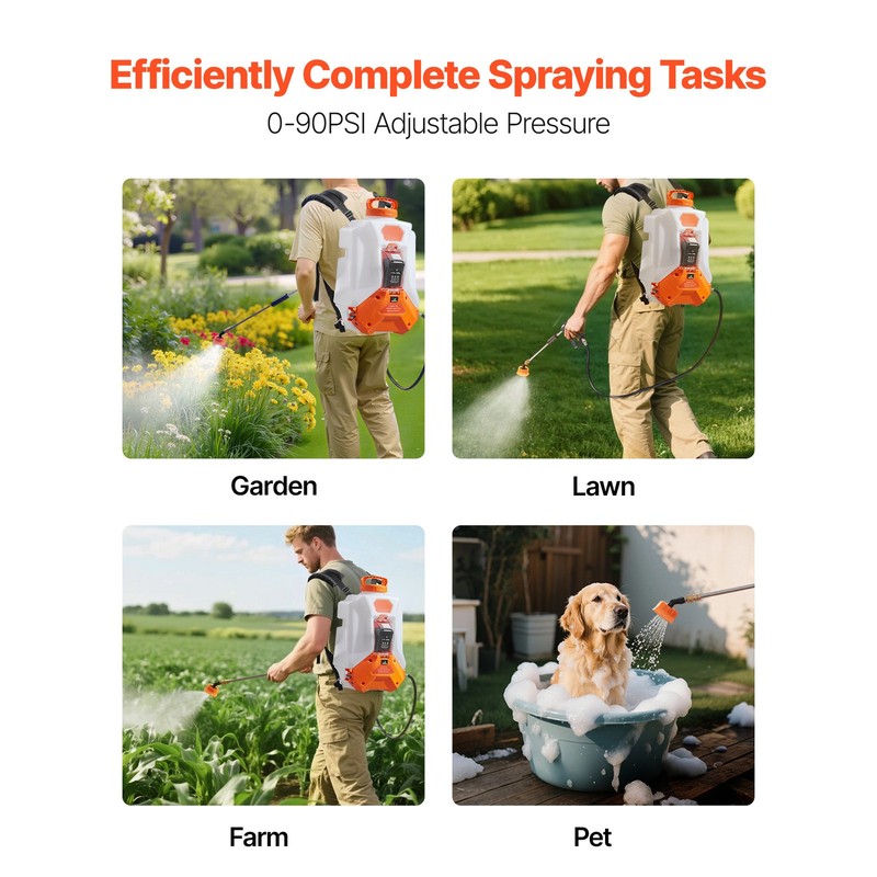4 Gallon Battery Powered Backpack Sprayer 0-90 PSI 4H Runtime for Yard Lawn gallery