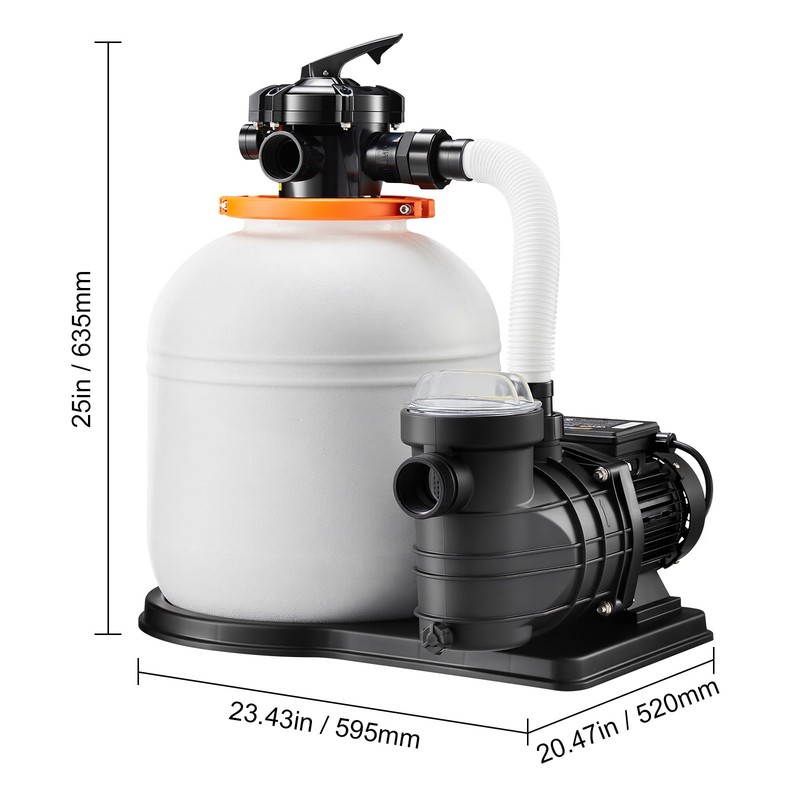 Uimoso 16" Sand Filter Pump with Timer, 4400 GPH, 0.75HP for Above Ground Pools gallery