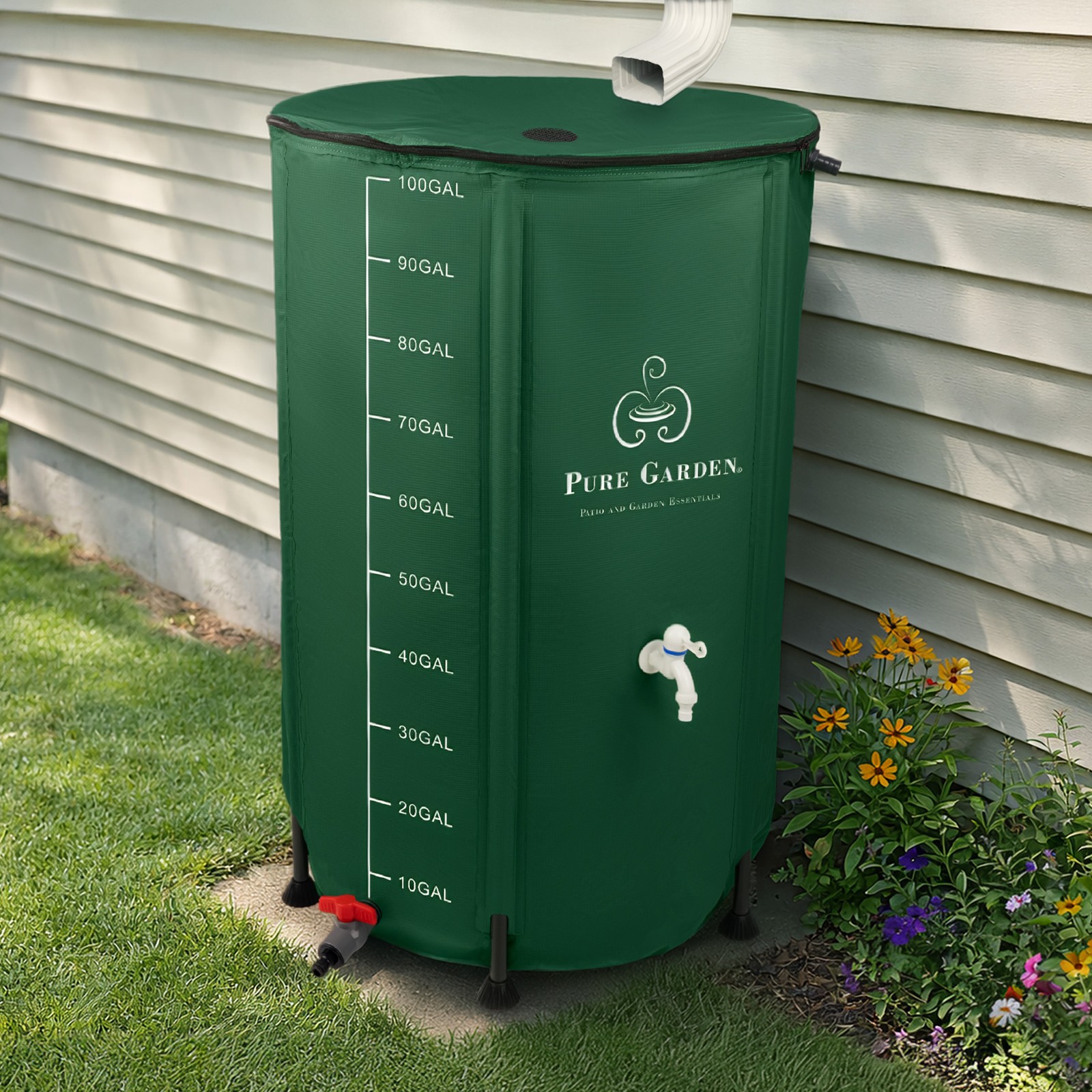 Collapsible Rain Barrel 100 Gallon Portable Water Tank with Spigot Filter gallery