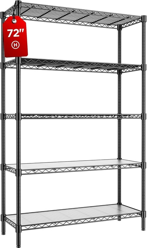 1875LBS Capacity Black Wire Storage Rack – 5 Adjustable Shelves for All Rooms gallery