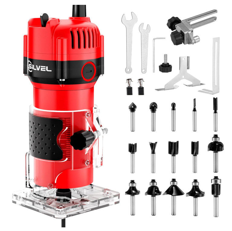 Router para Carpintería 800W 30000 RPM con Juego de 15 Fresas 1/4" gallery
