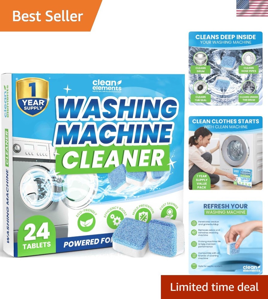 Washing Machine Cleaner Tablets - 24 Pack for a 12 Supply. Formulated for