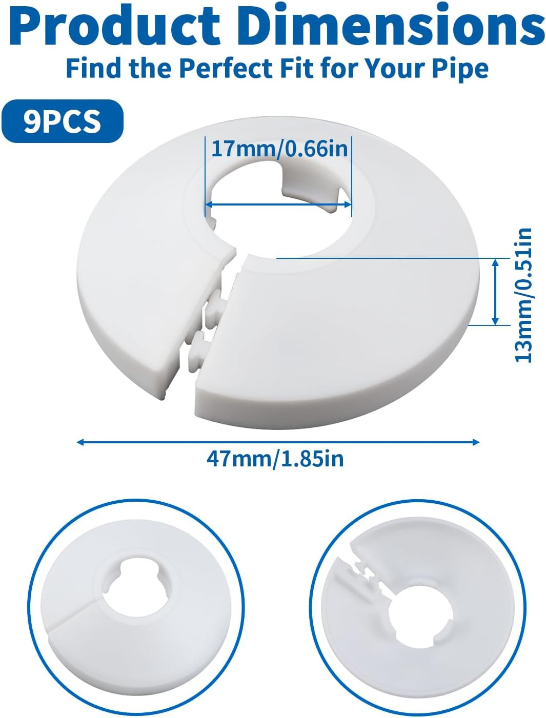 9 PCS Fit 1/2 Inch Flange Water Pipe Cover Decoration 16Mm(5/8"), 5/8" Escutcheo gallery