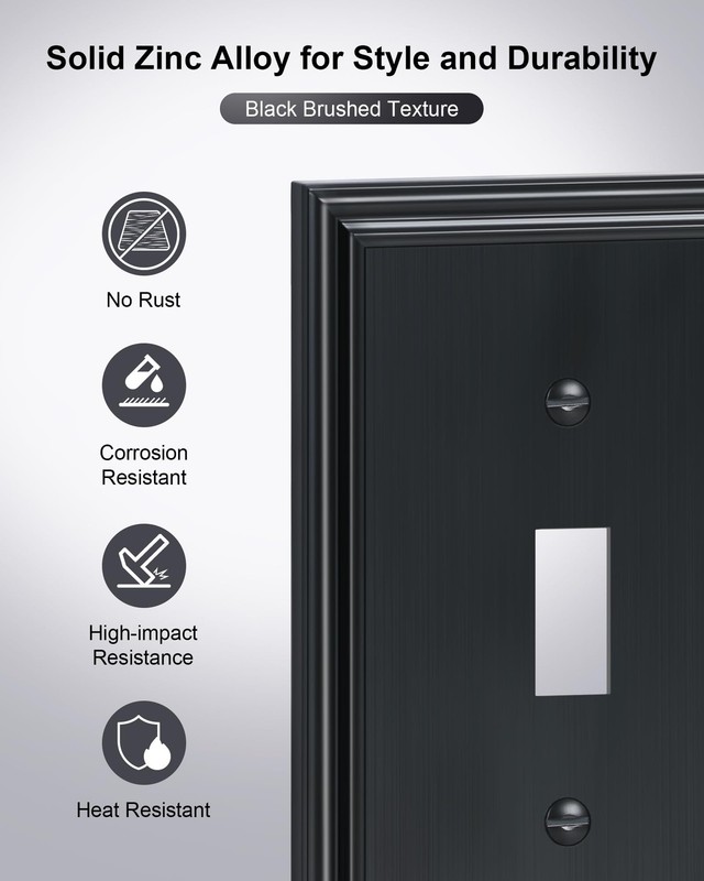 6-Pack Single Toggle Light Switch Cover Plate, Durable Solid Alloy Decorative... gallery