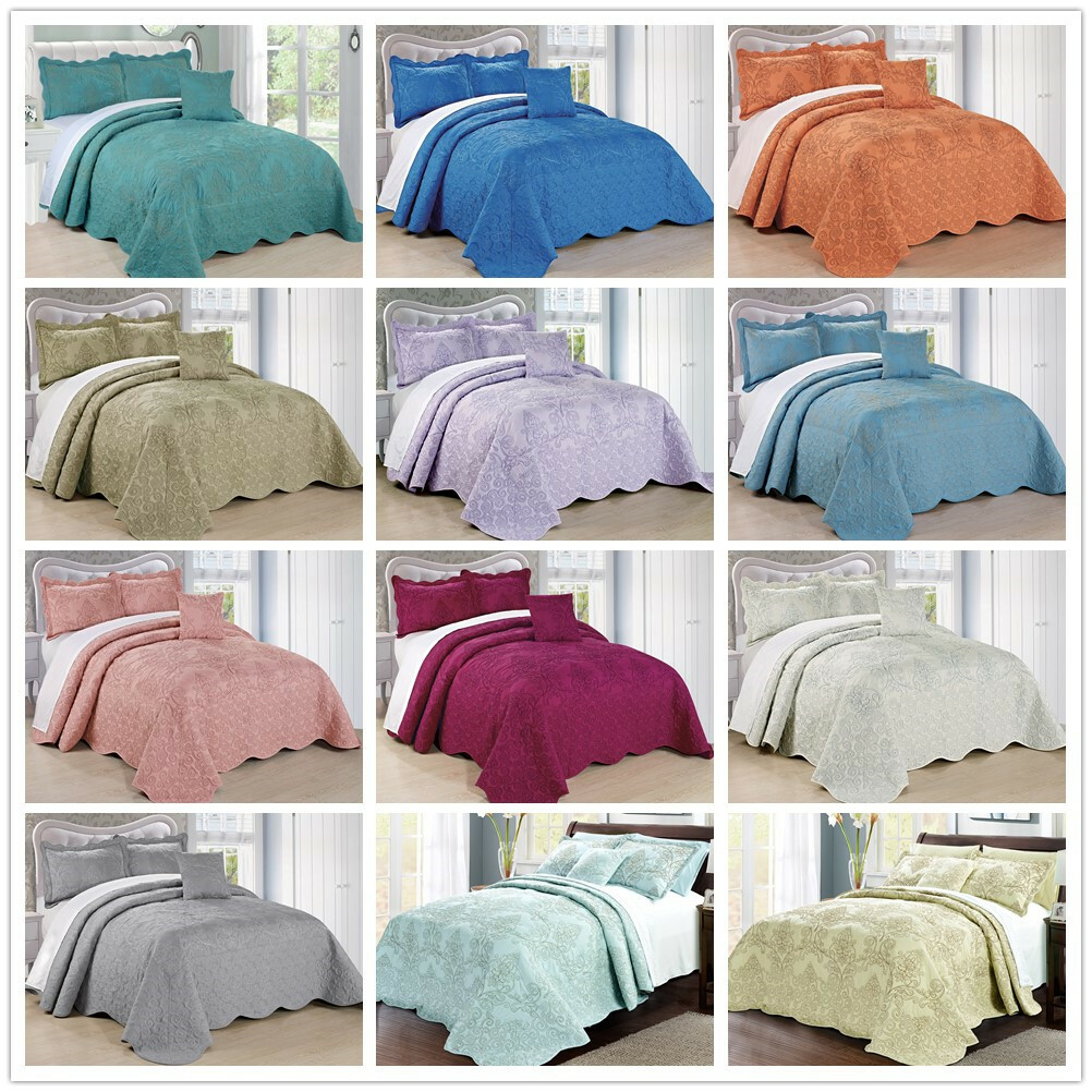 Oversized Bedspread Coverlet Set 4 Piece Reversible Bedspread Damask Paisley gallery