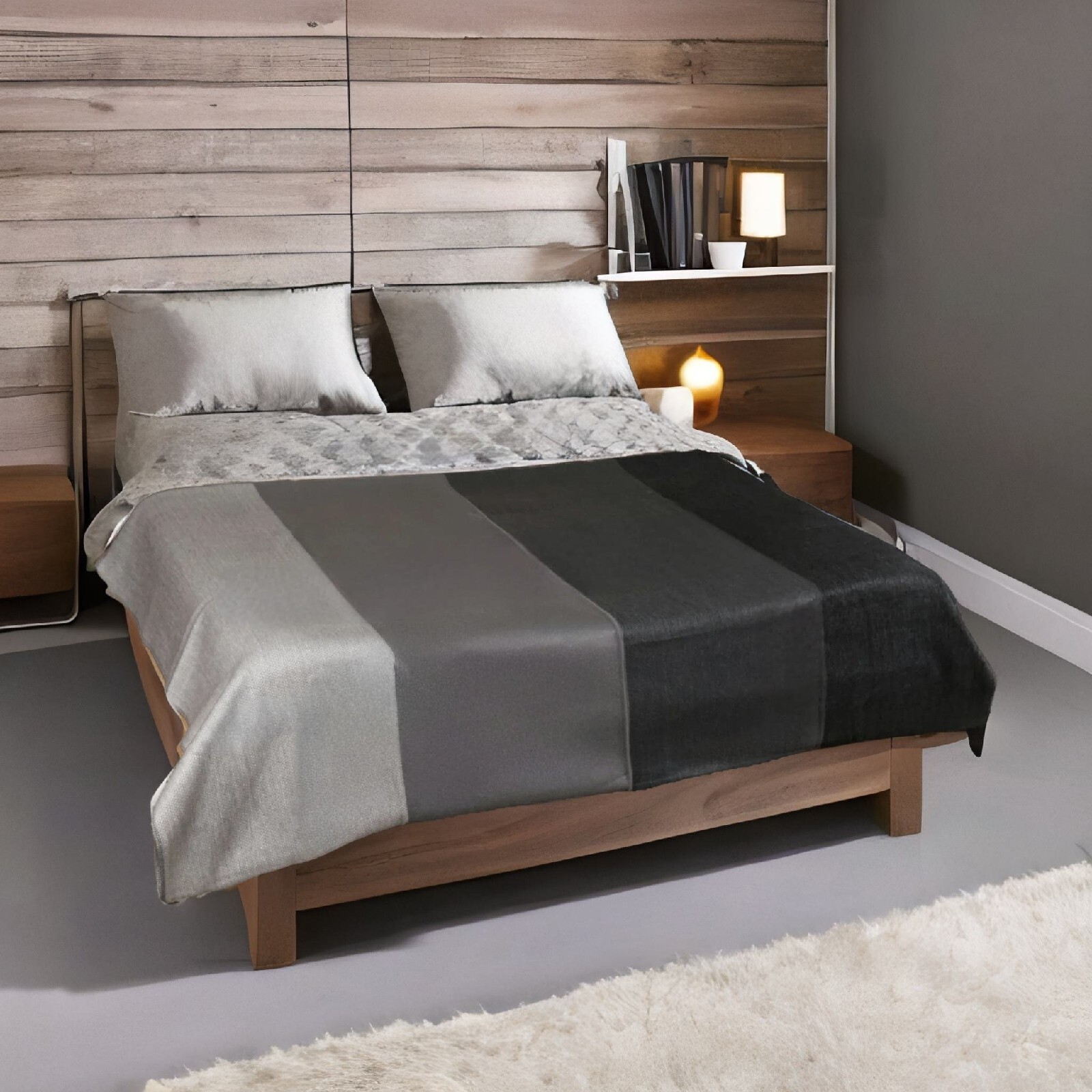 Super Soft Gray & Black | Alpaca Wool Blanket Queen Size gallery